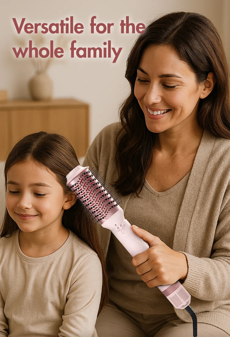 Detachable 5-in-1 Hair Dryer Brush | Fast Drying, Auto Curling & Smoothing – Complete Home Salon Styling Kit