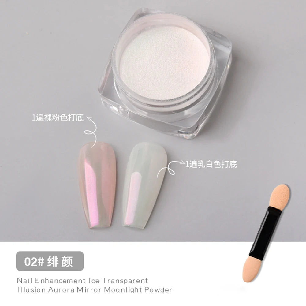 Transform Your Nails with the Glazed Donut Glow - Hailey Bieber Inspired Glitter Chrome Nail Powder