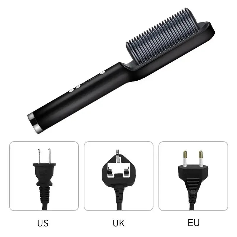 Revolutionary 2-in-1 Hair Styler: Fast Heating Straightening Hot Comb with Negative Ion Technology for Effortless Styling