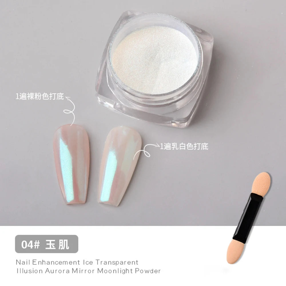 Transform Your Nails with the Glazed Donut Glow - Hailey Bieber Inspired Glitter Chrome Nail Powder
