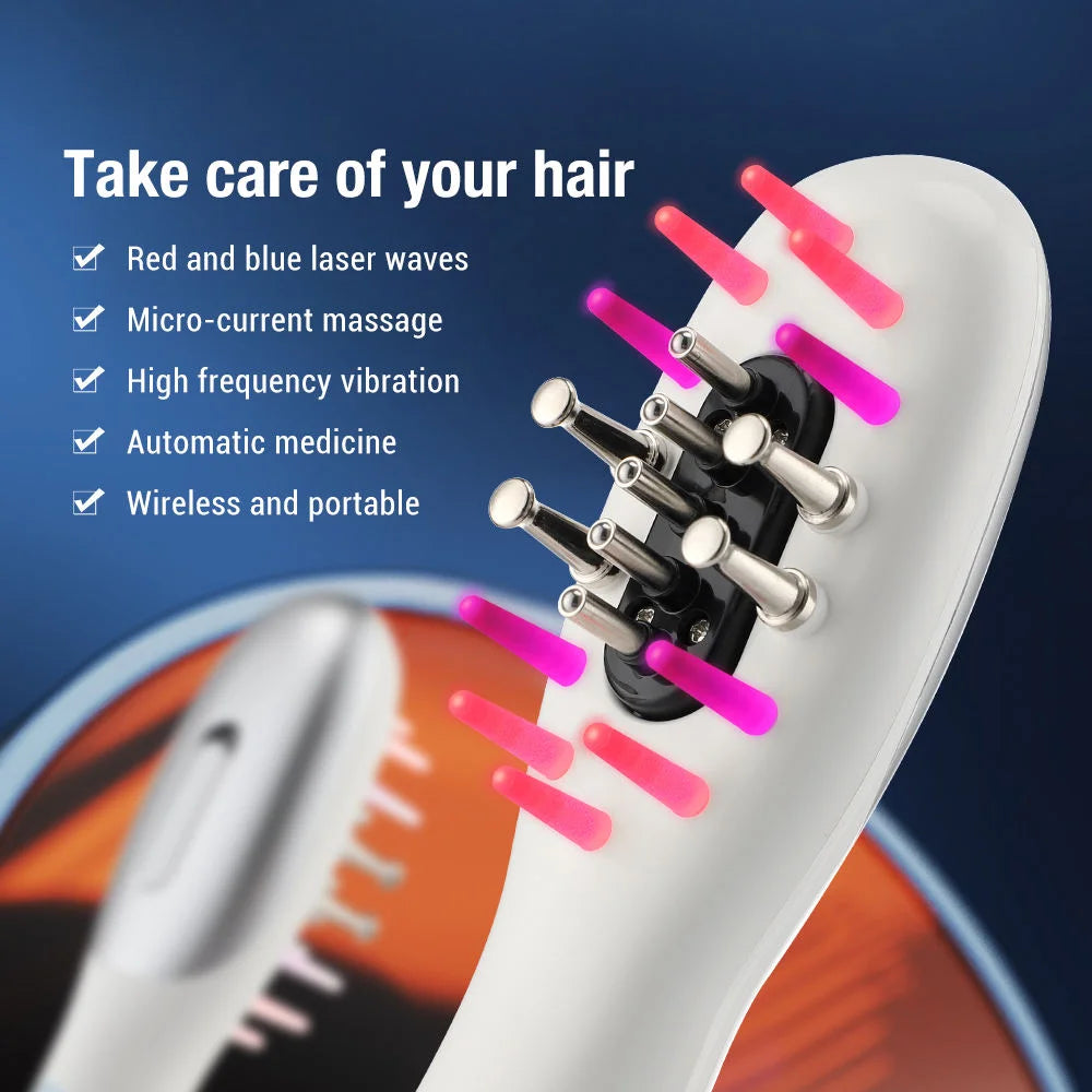 Revitalize Your Scalp with the 4-in-1 Electric EMS Massager Comb – LED Light Therapy & Hair Oil Applicator for Enhanced Hair Growth!
