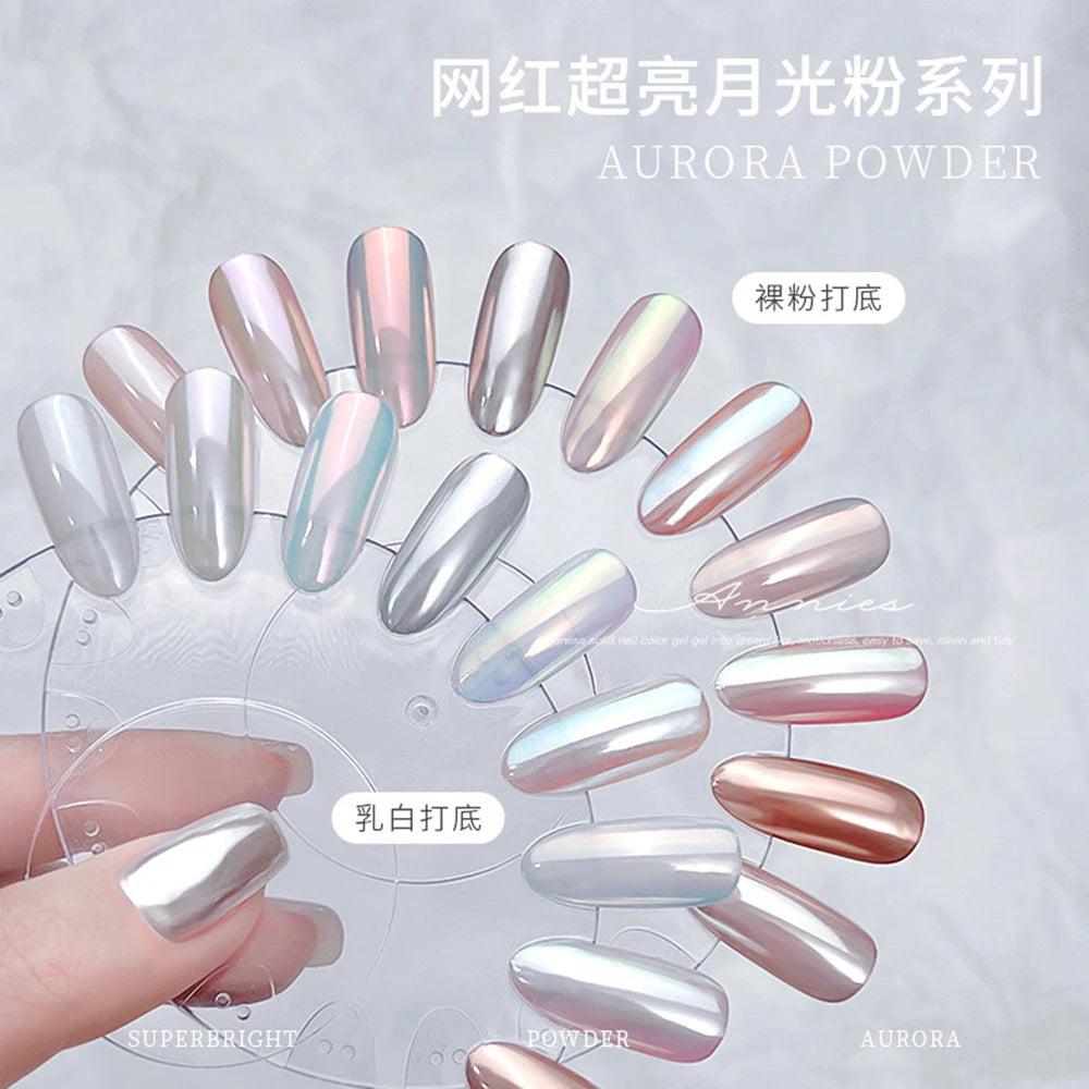 Transform Your Nails with the Glazed Donut Glow - Hailey Bieber Inspired Glitter Chrome Nail Powder