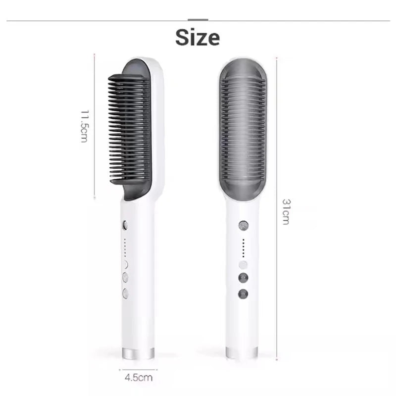 Revolutionary 2-in-1 Hair Styler: Fast Heating Straightening Hot Comb with Negative Ion Technology for Effortless Styling