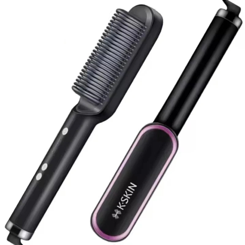 Revolutionary 2-in-1 Hair Styler: Fast Heating Straightening Hot Comb with Negative Ion Technology for Effortless Styling