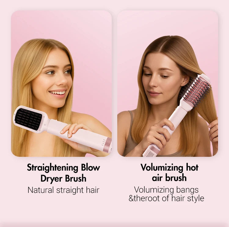 Detachable 5-in-1 Hair Dryer Brush | Fast Drying, Auto Curling & Smoothing – Complete Home Salon Styling Kit