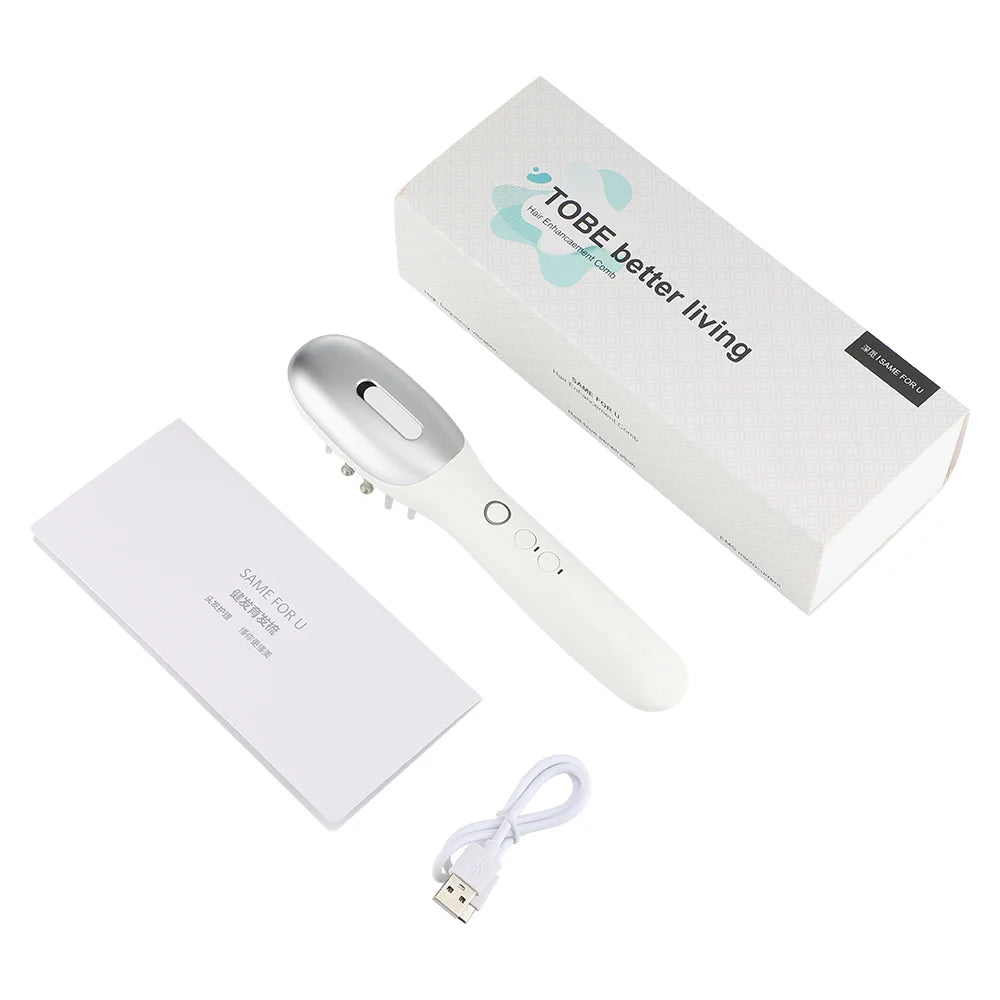 Revitalize Your Scalp with the 4-in-1 Electric EMS Massager Comb – LED Light Therapy & Hair Oil Applicator for Enhanced Hair Growth!