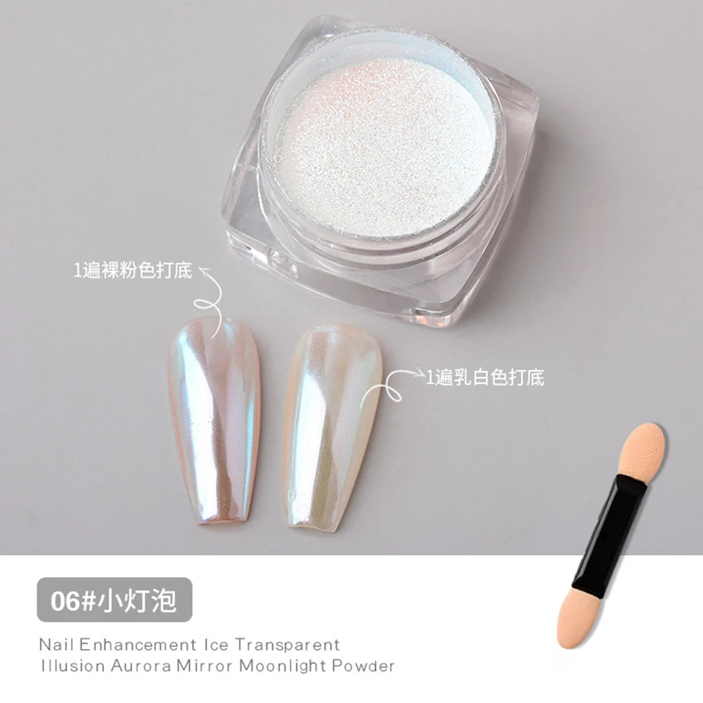 Transform Your Nails with the Glazed Donut Glow - Hailey Bieber Inspired Glitter Chrome Nail Powder