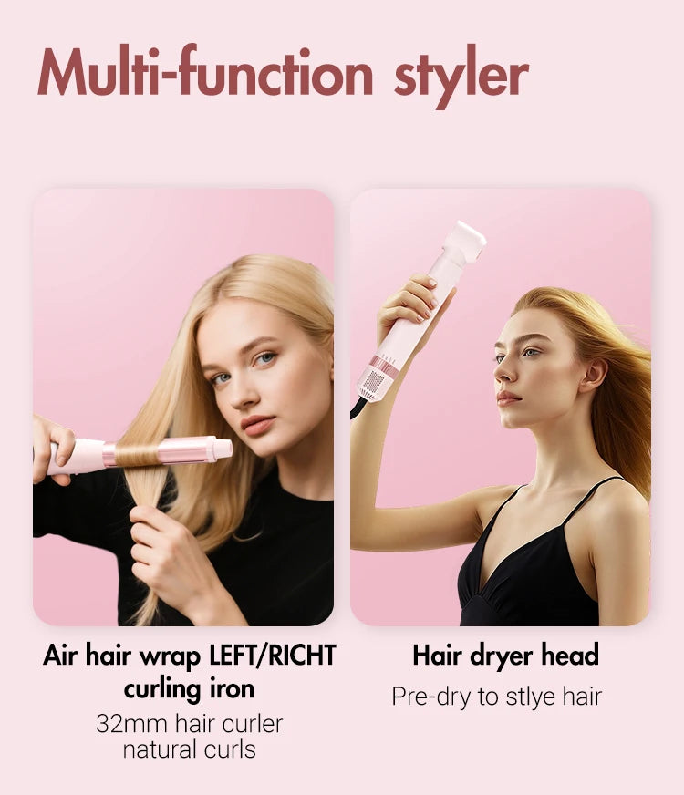 Detachable 5-in-1 Hair Dryer Brush | Fast Drying, Auto Curling & Smoothing – Complete Home Salon Styling Kit