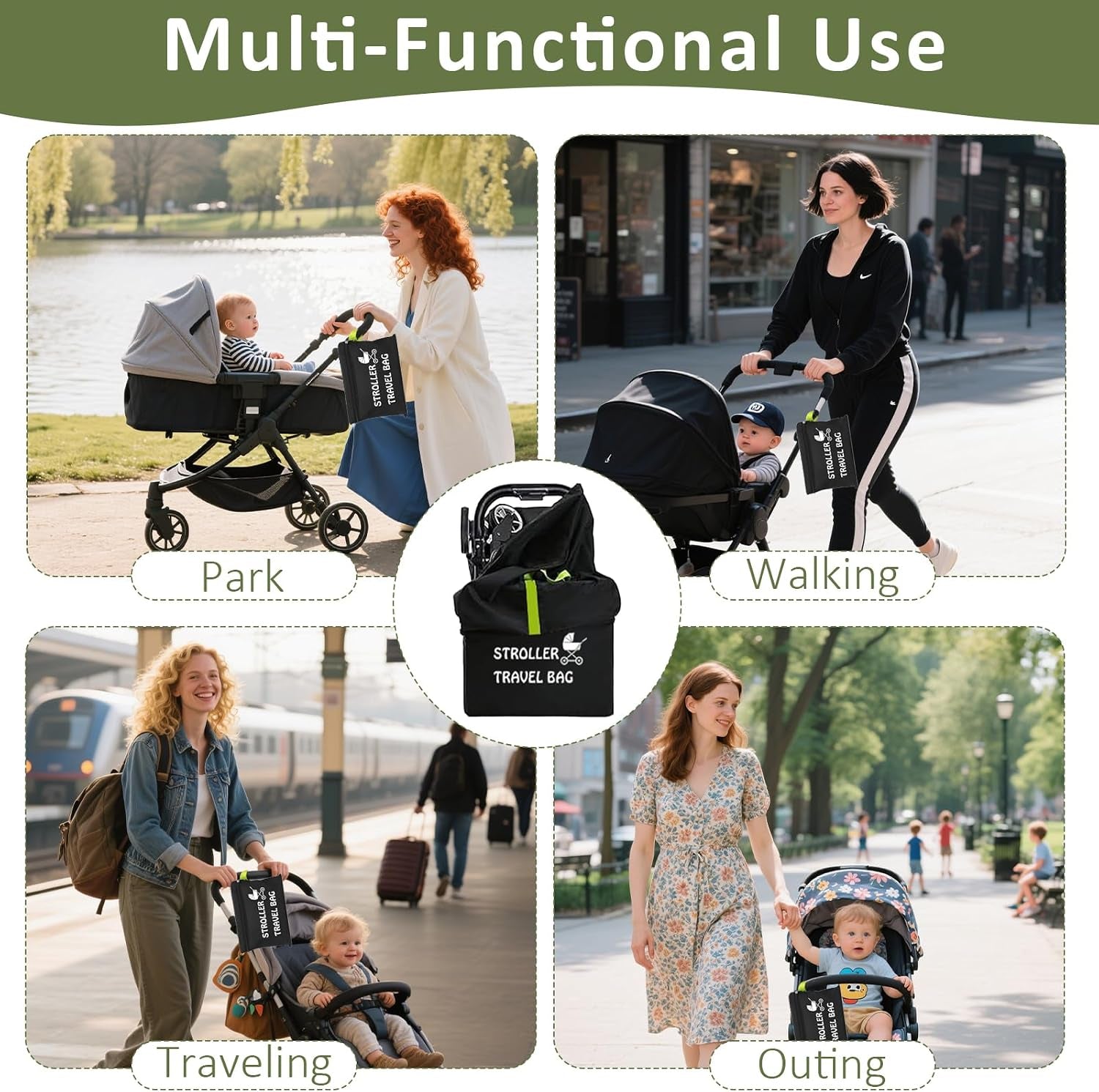 Stroller Travel Bag for Airplane, Waterproof Pushchair Cover with Shoulder Strap, Large Pram Gate Check Bag for Airplane Infant Buggy Stroller Storage