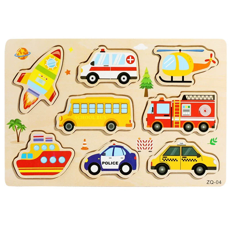 Baby Wooden Puzzles Montessori Toys 1 2 3 Years Toddler Toys Hand Grab Board Alphabet Number Cognition Learning Educational Toys