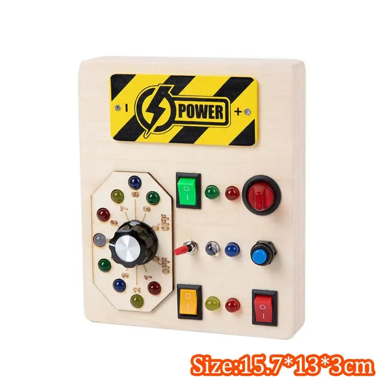 Kids Lights Busy Board Montessori Sensory Toys Switch LED Light Games Activity Board Thinking Education Baby Travel Toys 2-6Year