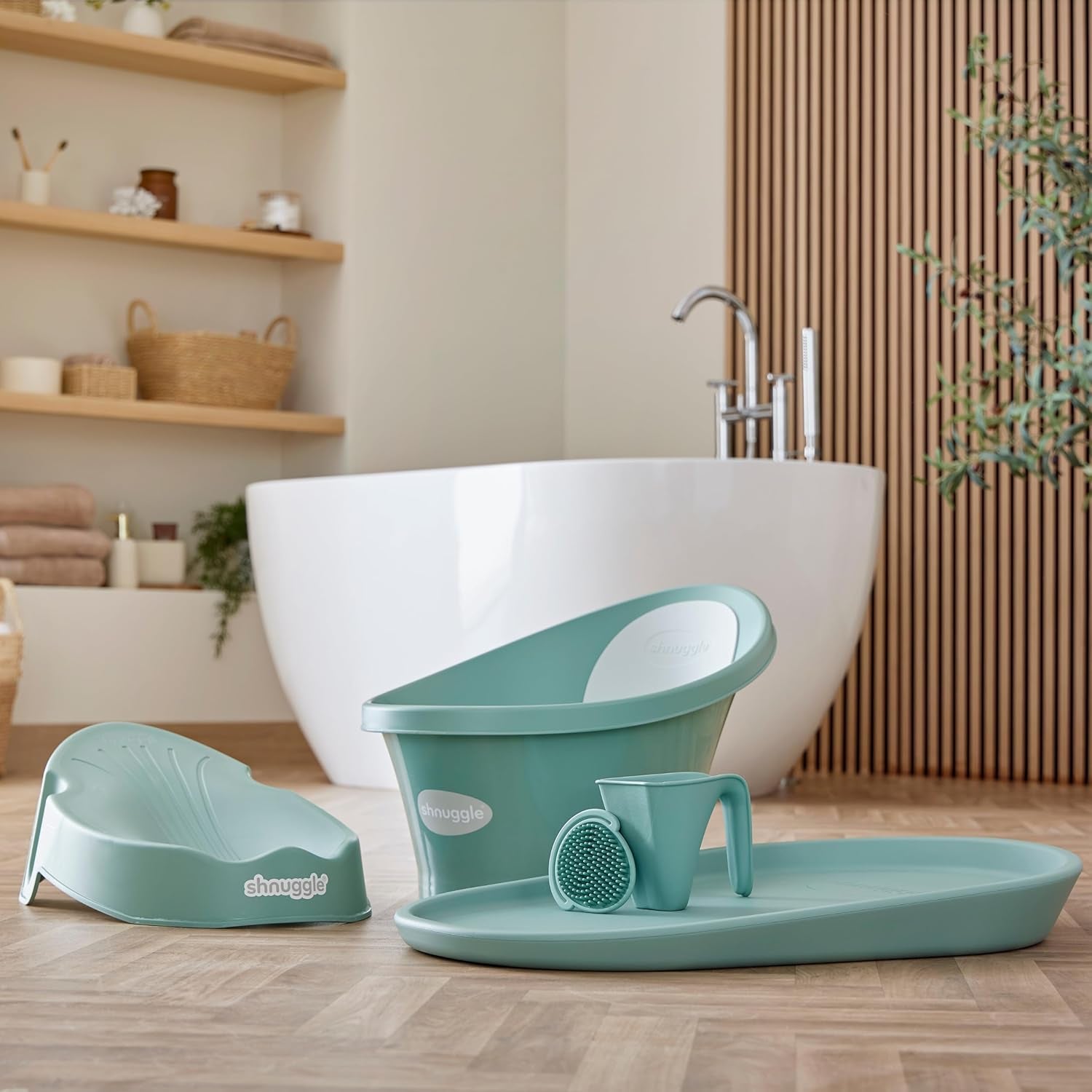 Bath Rinse Jug | Soft Rim Baby & Toddler Shampoo Rinser | Bath Hair Rinsing Cup | Hair Wash Jug with Handle | Essential Bath Accessories | Eucalyptus