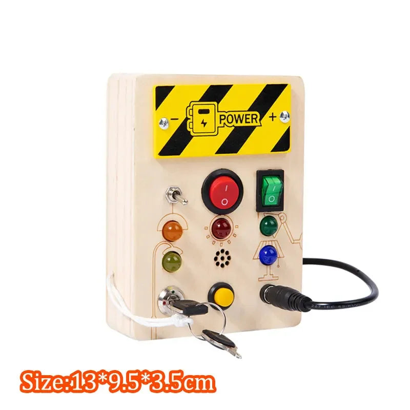 Kids Lights Busy Board Montessori Sensory Toys Switch LED Light Games Activity Board Thinking Education Baby Travel Toys 2-6Year