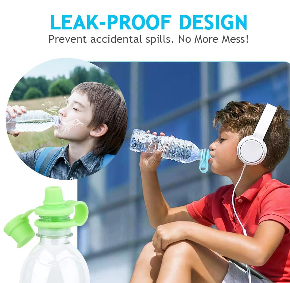 Water Bottle Spout Adapter for Toddlers, 4 Pack No Spill Water Bottle Topper, Bpa-Free Silicone, Leakproof, Reusable & Easy-To-Use, Travel Toddler Essentials