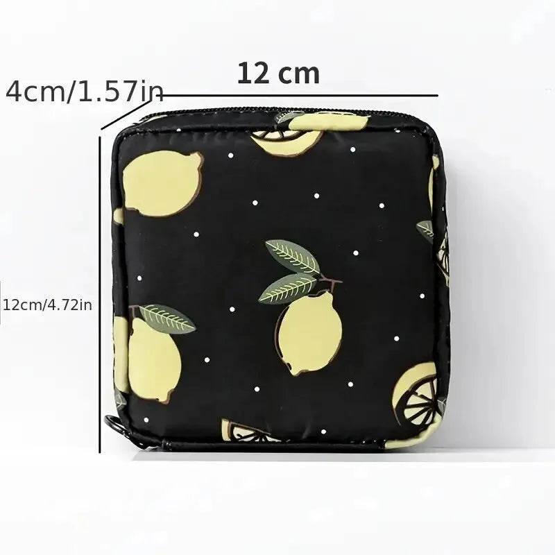 Charming Women’s Waterproof Sanitary Napkin & Tampon Storage Bag - Portable Organizer with Fun Cartoon Design