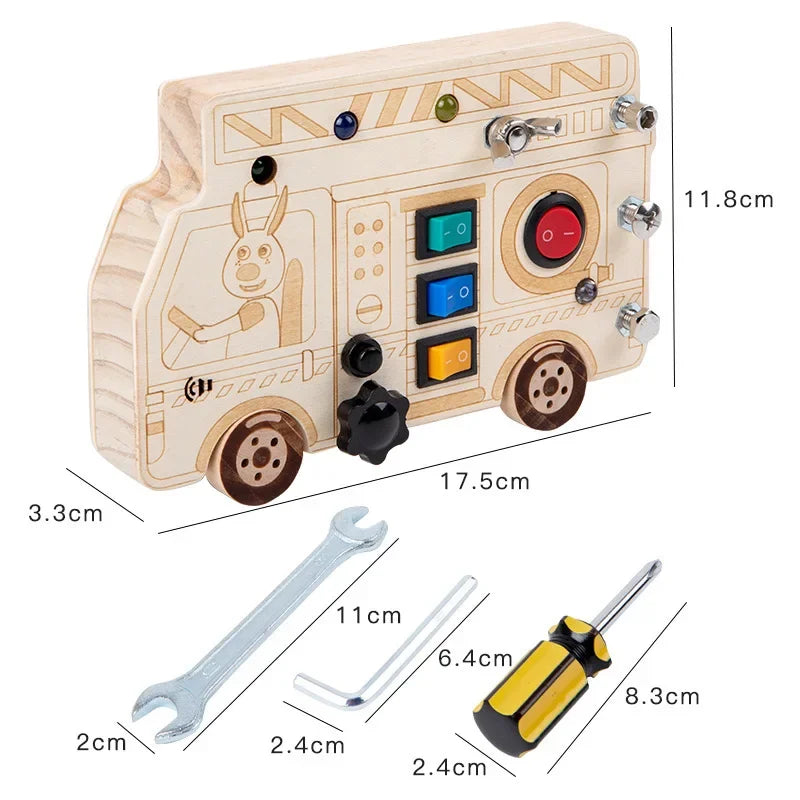 Kids Lights Busy Board Montessori Sensory Toys Switch LED Light Games Activity Board Thinking Education Baby Travel Toys 2-6Year