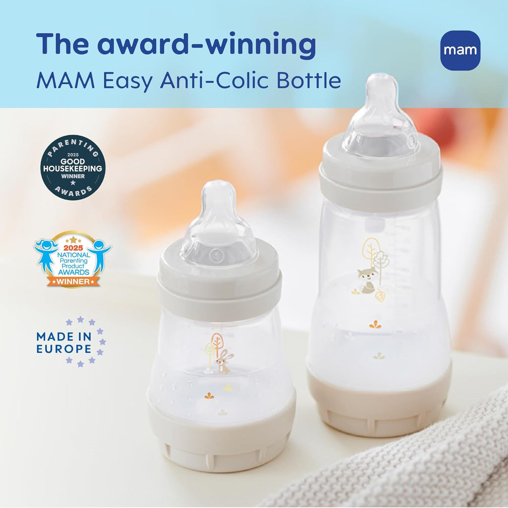 Easy Start Anti-Colic Baby Bottle & Pacifier Set, 5 Self Sterilizing Bottles (3X 5Oz, 2X 9Oz) & 3 Original Pacifiers 0–16 Months + Extra Nipples, Newborn Feeding Gift Set