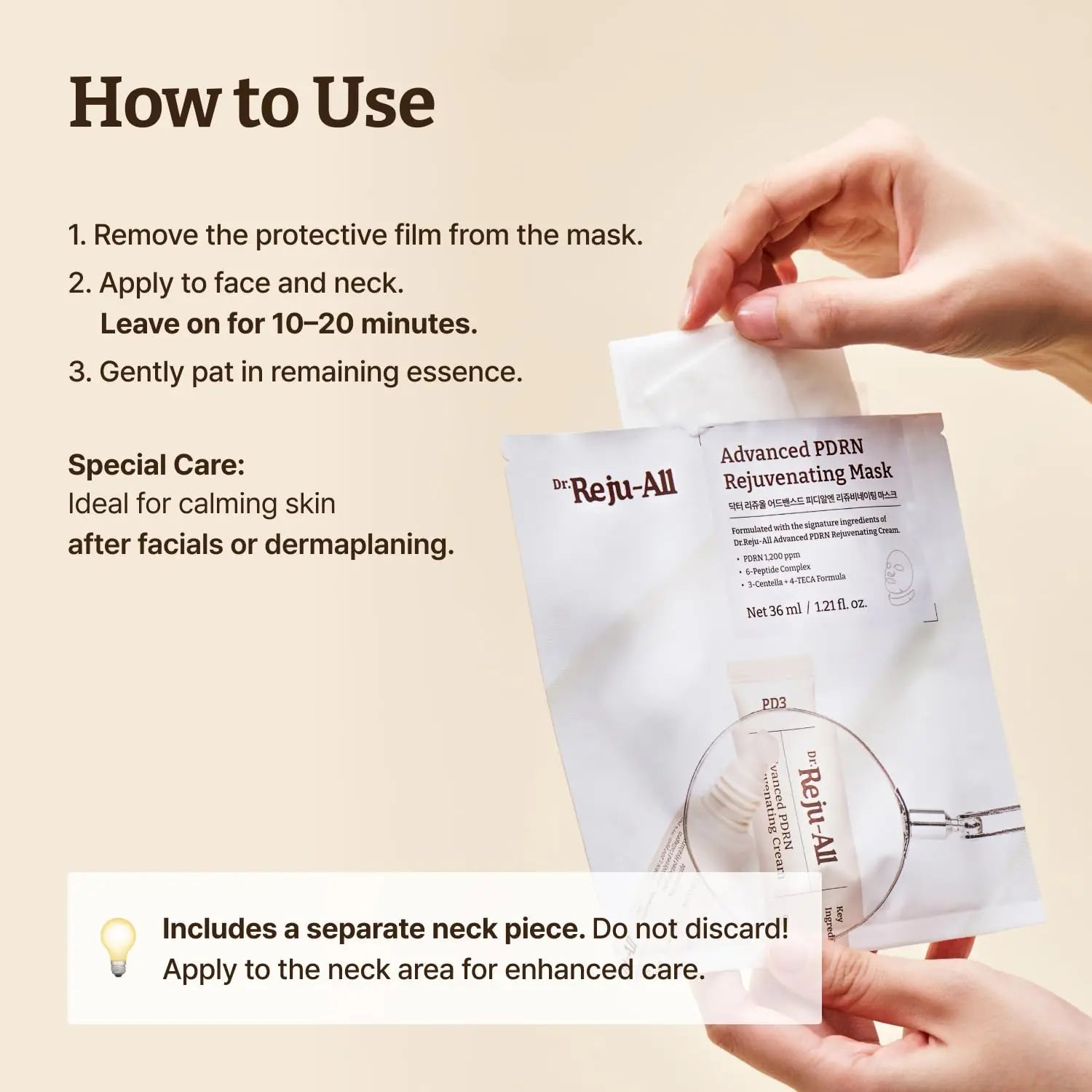 Revitalize Your Skin with Dr.Reju-All Advanced PDRN Rejuvenating Mask - Hydrating Korean Sheet Mask for Face & Neck with Collagen & Copper Peptides (4 Sheets, 1.2 Fl Oz Each)