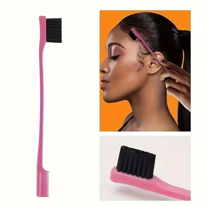 Professional Hairdressing Tool Set - 4 Piece Collection Including Spray Bottle, Rat Tail Comb, Teasing Brush, and Edge Control Comb for Hair Smoothing and Styling