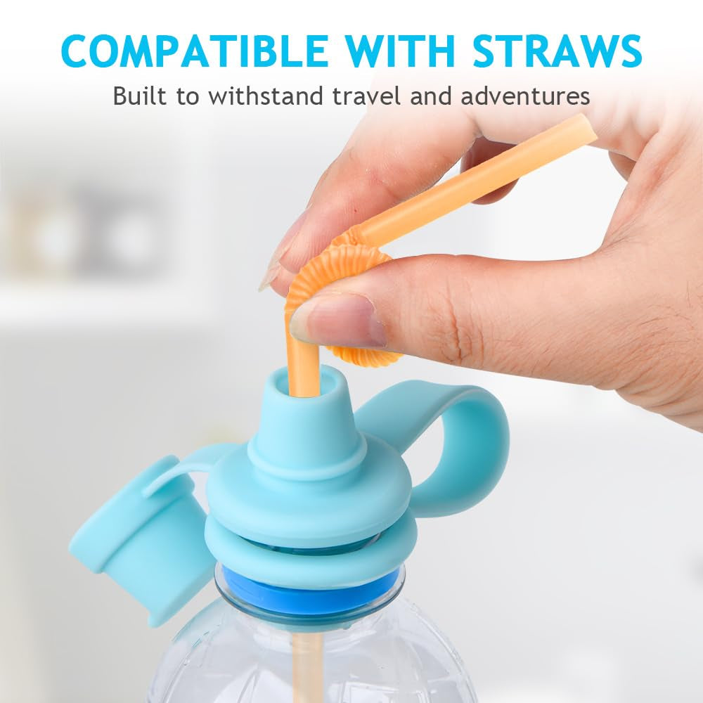 Water Bottle Spout Adapter for Toddlers, 4 Pack No Spill Water Bottle Topper, Bpa-Free Silicone, Leakproof, Reusable & Easy-To-Use, Travel Toddler Essentials