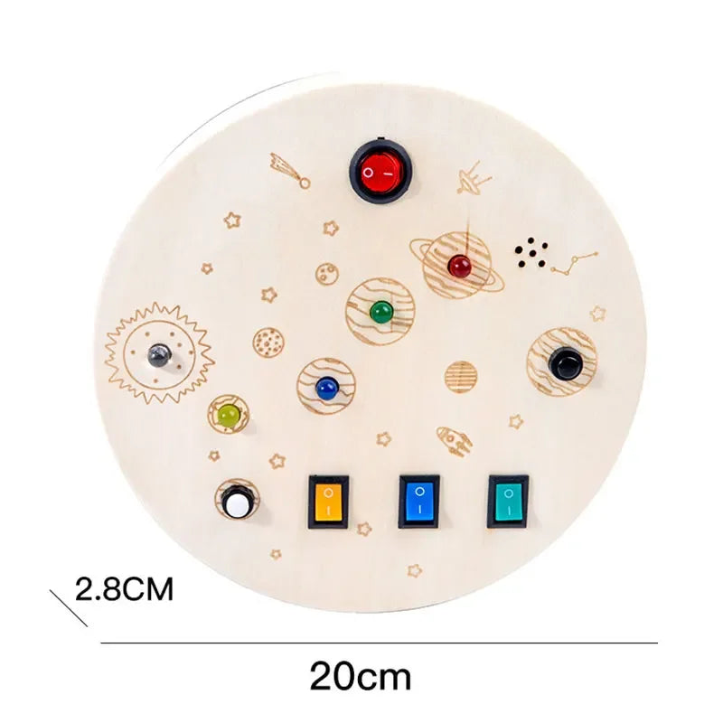 Kids Lights Busy Board Montessori Sensory Toys Switch LED Light Games Activity Board Thinking Education Baby Travel Toys 2-6Year