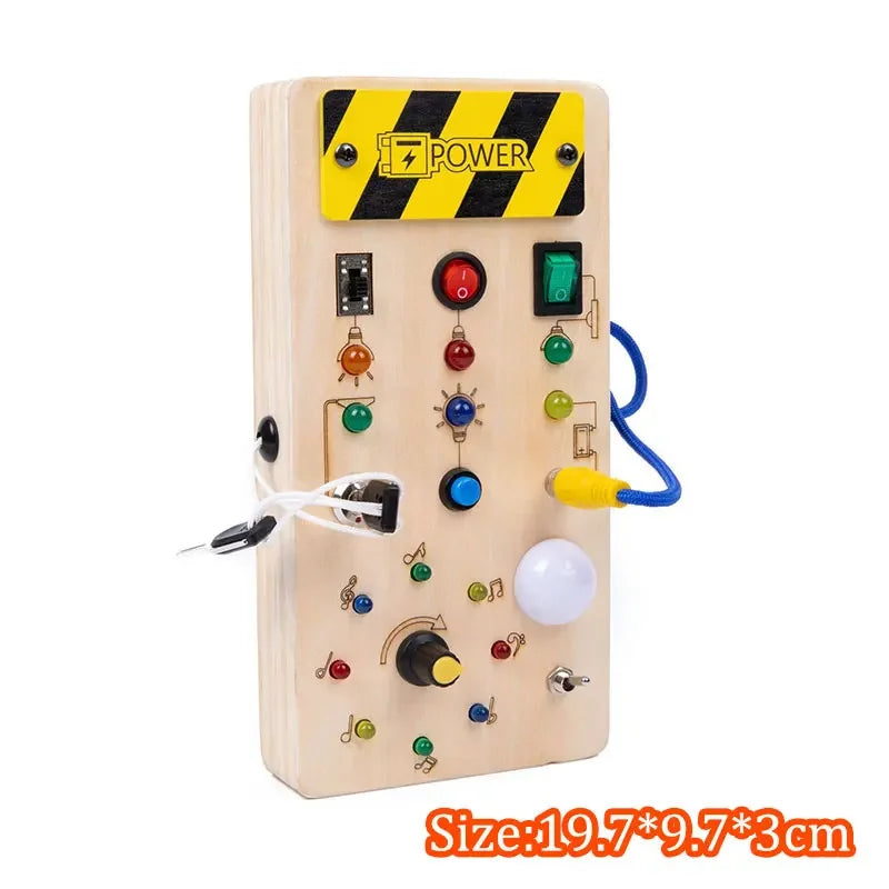Kids Lights Busy Board Montessori Sensory Toys Switch LED Light Games Activity Board Thinking Education Baby Travel Toys 2-6Year