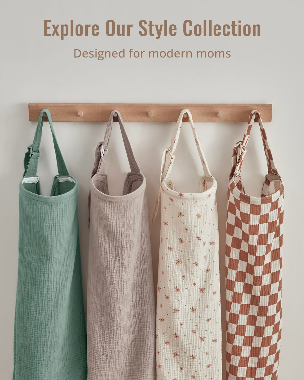 Muslin Nursing Cover for Breastfeeding, Breathable Breastfeeding Cover up with Arch Neckline for Women, Nursing Apron (Roman Green)