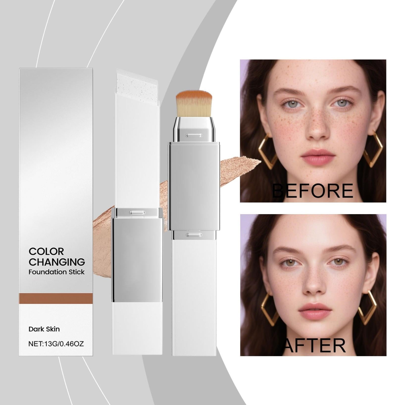 Transform Your Look with the Korean Color Changing Foundation Stick - Effortless Brightening Makeup Base for Hydrated, Flawless Skin