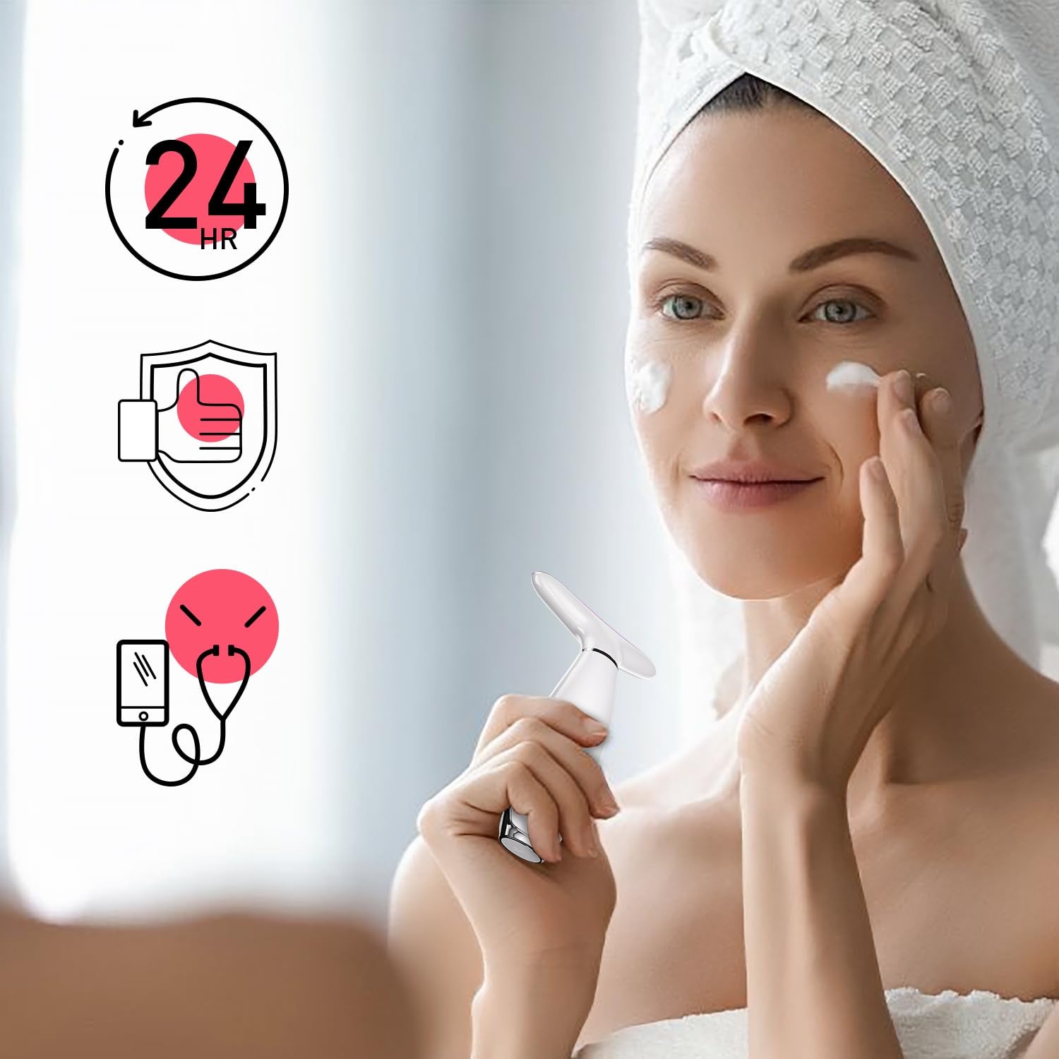 Revitalize Your Skin with the 7 Color Neck Face Massager Tool - Ultimate Facial Massager for At-Home Skin Care and Sculpting (White)