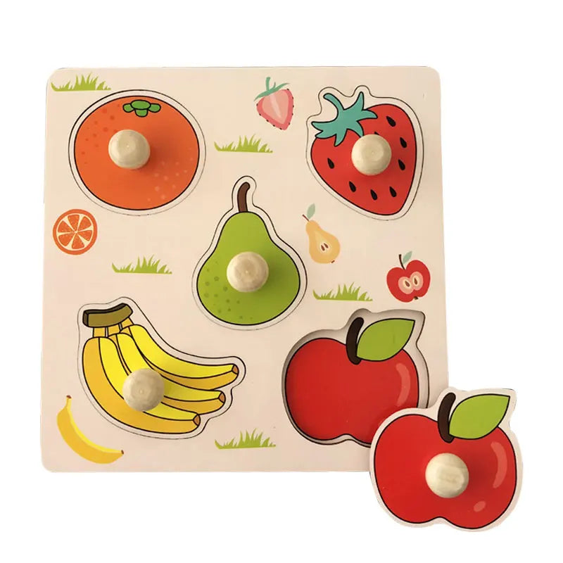 Baby Wooden Puzzles Montessori Toys 1 2 3 Years Toddler Toys Hand Grab Board Alphabet Number Cognition Learning Educational Toys