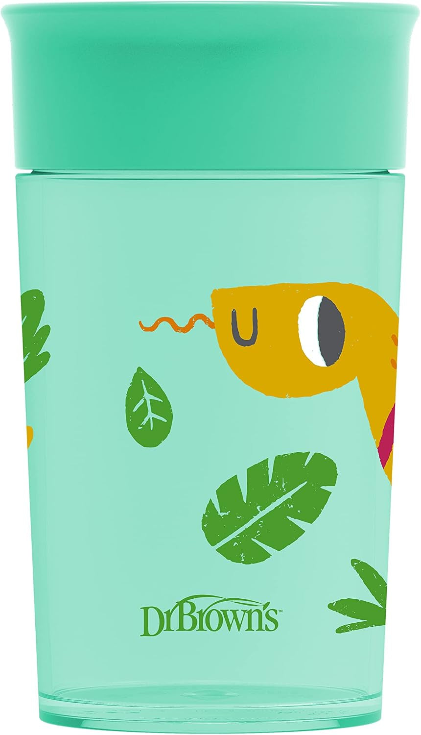 Milestones Cheers 360 Cup Spoutless Transition Cup, Travel Friendly & Leak-Free Sippy Cup, Green, Snake, 10Oz/300Ml
