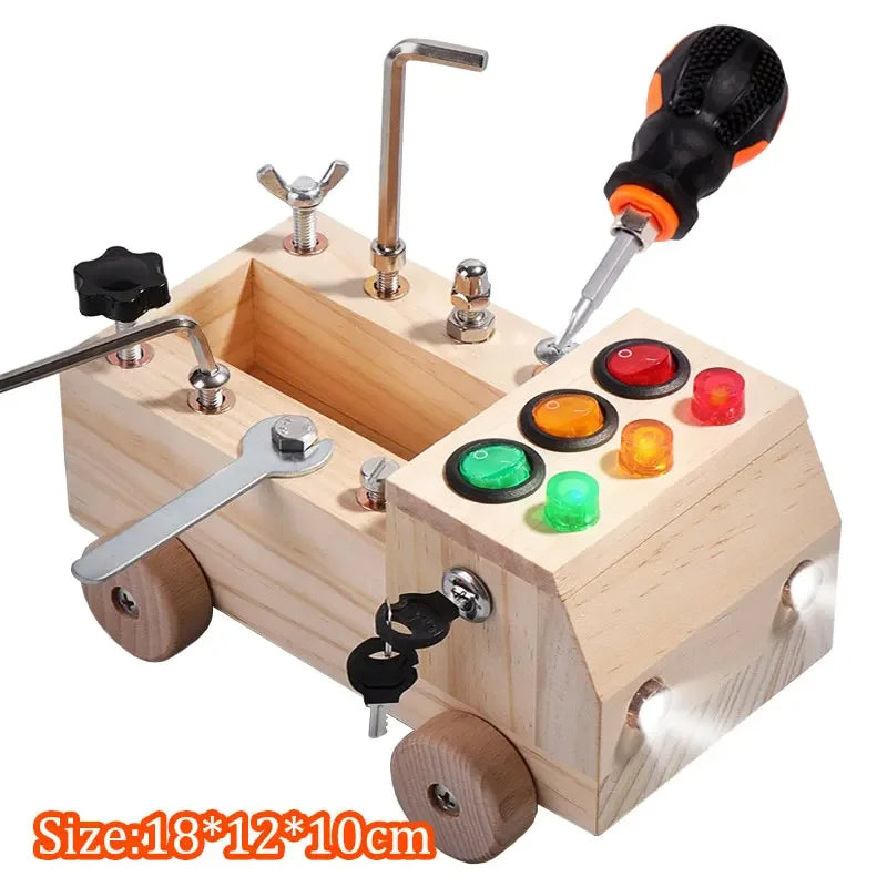 Kids Lights Busy Board Montessori Sensory Toys Switch LED Light Games Activity Board Thinking Education Baby Travel Toys 2-6Year