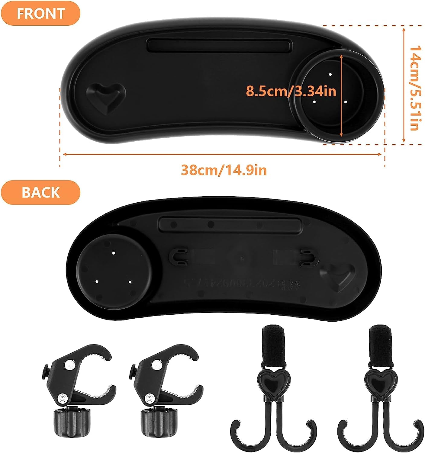 Stroller Snack Tray with Cup Holder Universal Child Snack Tray Removable Multifunction Stroller Organizer with Adjustable Buckle and Hooks Reusable Stroller Snacks Holder for Strollers