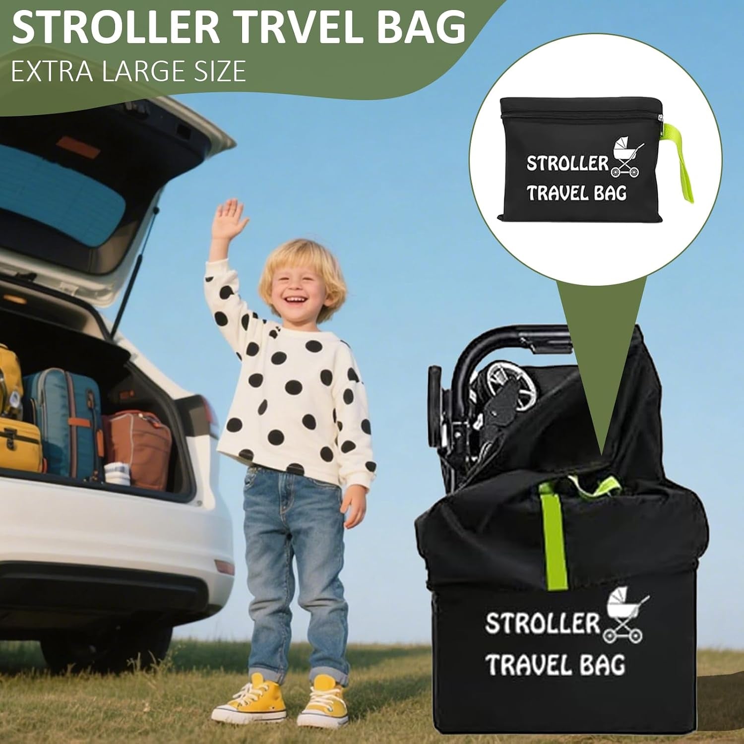Stroller Travel Bag for Airplane, Waterproof Pushchair Cover with Shoulder Strap, Large Pram Gate Check Bag for Airplane Infant Buggy Stroller Storage